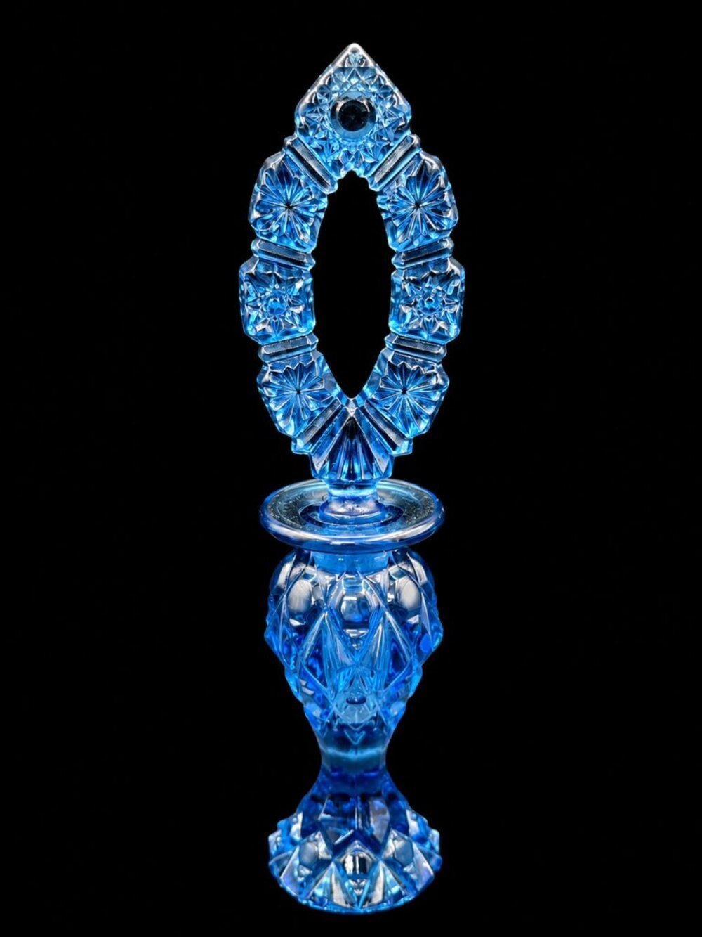 Vintage Fenton Colonial Blue Glass Perfume Bottle Imperial Mold Vanity Decor